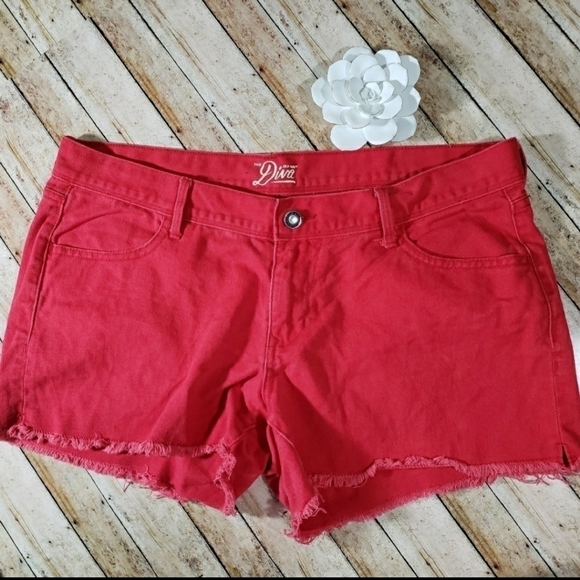 Old Navy Red Cut Off Jean Shorts Booty Women's 4 Denim Summer Casual Cute EUC - Picture 1 of 5